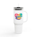 Love Beyond Limits 40oz Insulated Travel Mug — Rainbow Heart Tumbler for Pride & Everyday Use